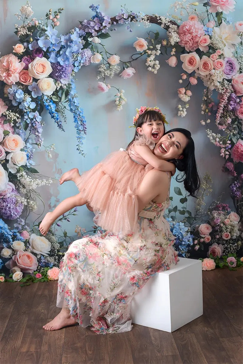Kate Spring Floral Arch Pastel Printed Backdrop Designed by Emetselch