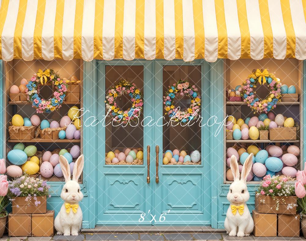 Kate Easter Pastal Eggs Bunnuy Floral Wreath Shop Backdrop Designed by Emetselch