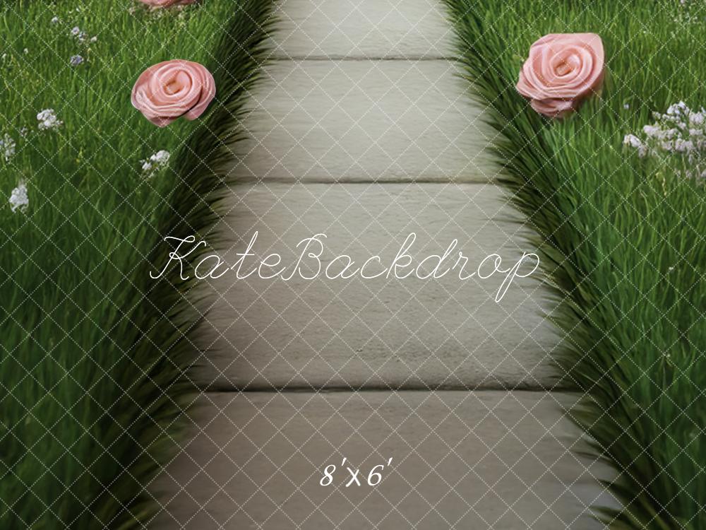 Kate Spring Garden Pathway Floral Floor Printed Backdrop Designed by Mini MakeBelieve