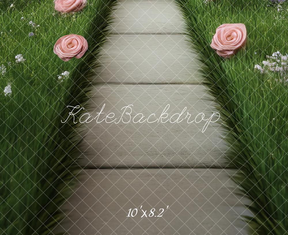 Kate Spring Garden Pathway Floral Floor Printed Backdrop Designed by Mini MakeBelieve