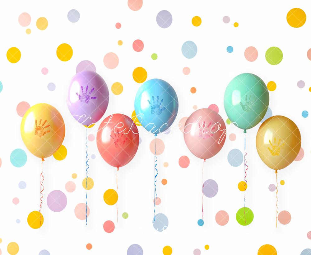 Kate Cake Smash Colorful Balloons Dots Backdrop Designed by Emetselch