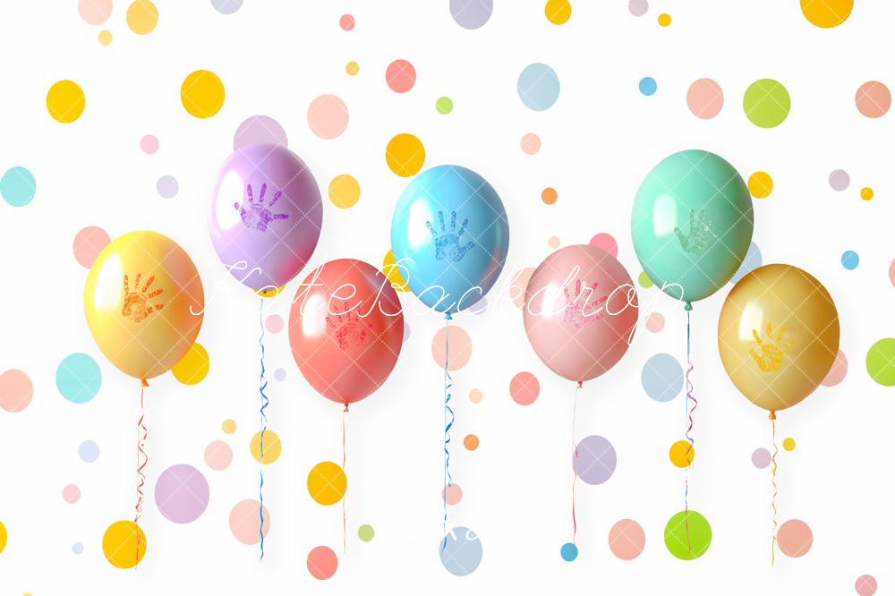 Kate Cake Smash Colorful Balloons Dots Backdrop Designed by Emetselch