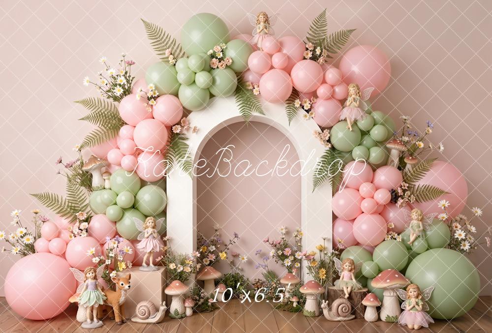 Kate Cake Smash Fairy Fantasy Balloon Arch Mushroom ONE Letters Printed Backdrop Designed by Emetselch