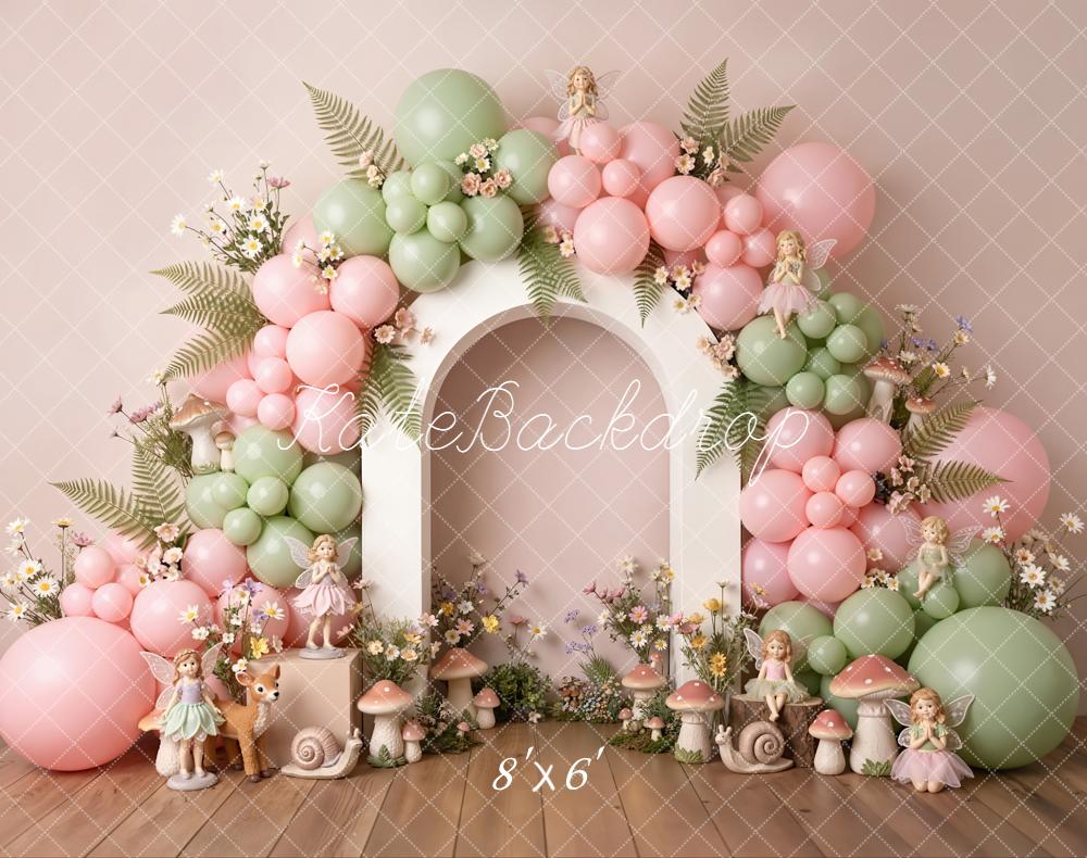 Kate Cake Smash Fairy Fantasy Balloon Arch Mushroom ONE Letters Printed Backdrop Designed by Emetselch