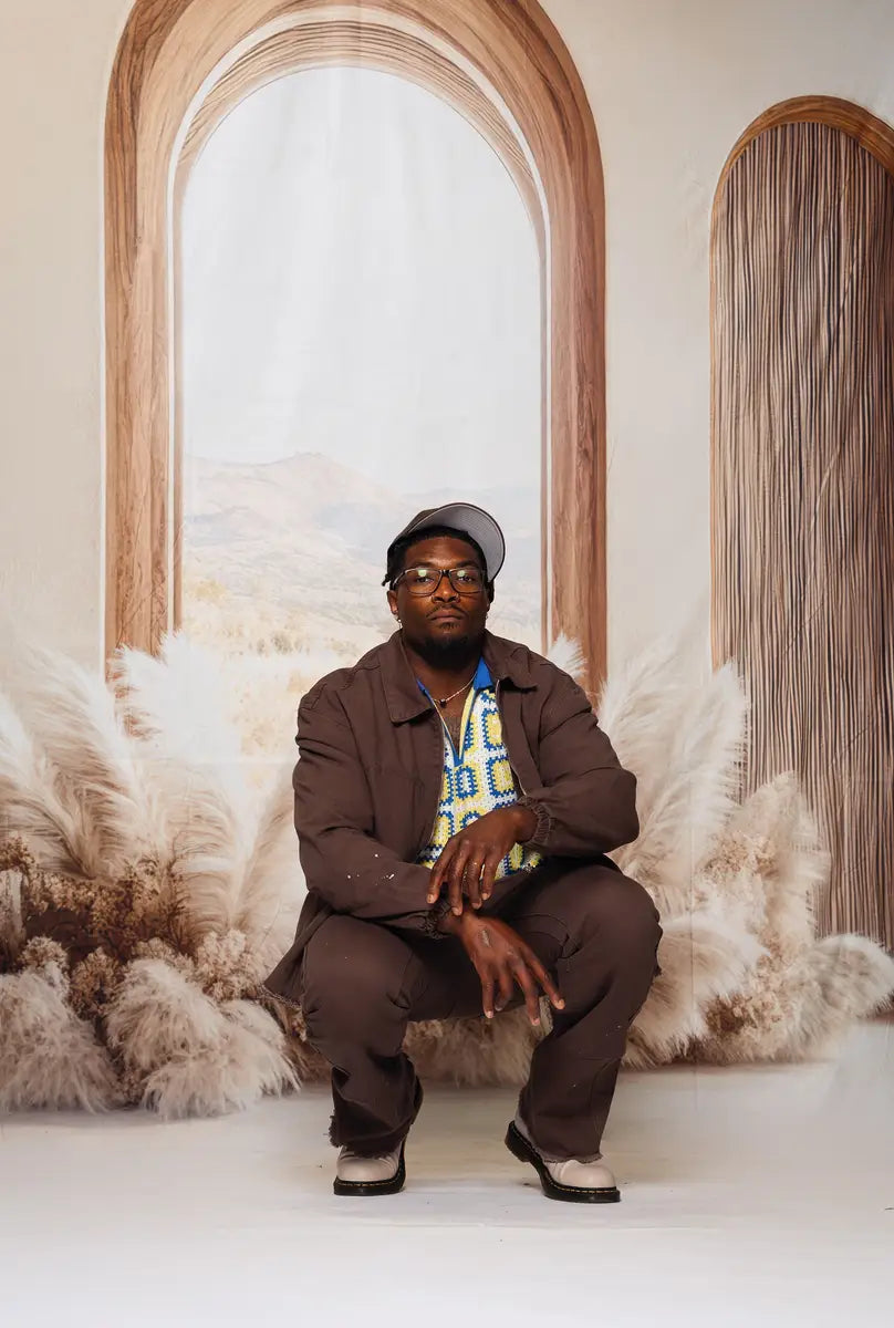 Kate Boho Arch Window Pampas Grass Backdrop Designed by Mini MakeBelieve