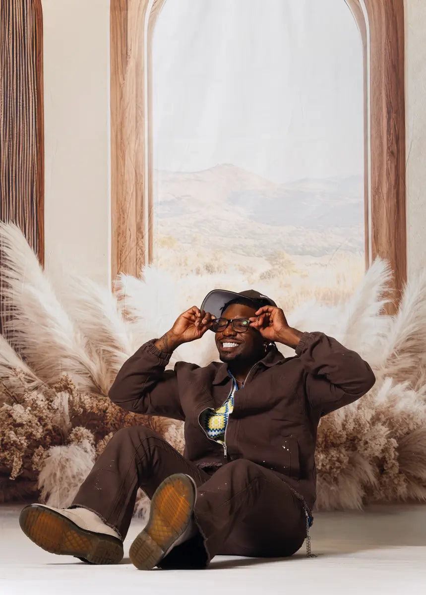 Kate Boho Arch Window Pampas Grass Backdrop Designed by Mini MakeBelieve