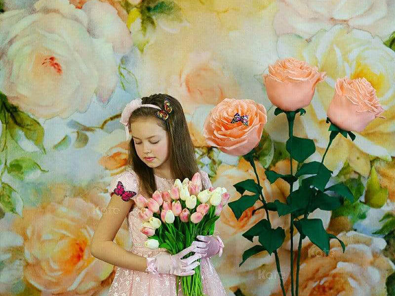 Kate Yellow Florals Background Photography Monther's Day Backdrop - Kate Backdrop