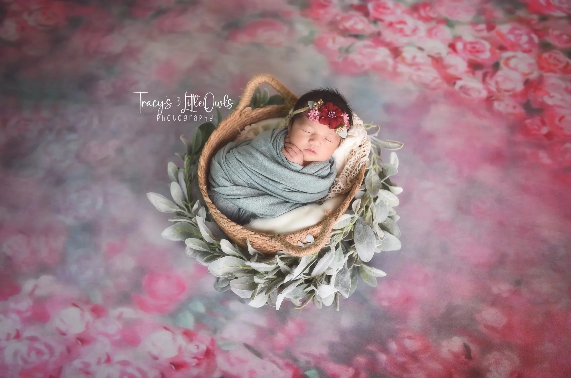 Kate Pink Florals Hand Painting Liked Portrait Photography Backdrops