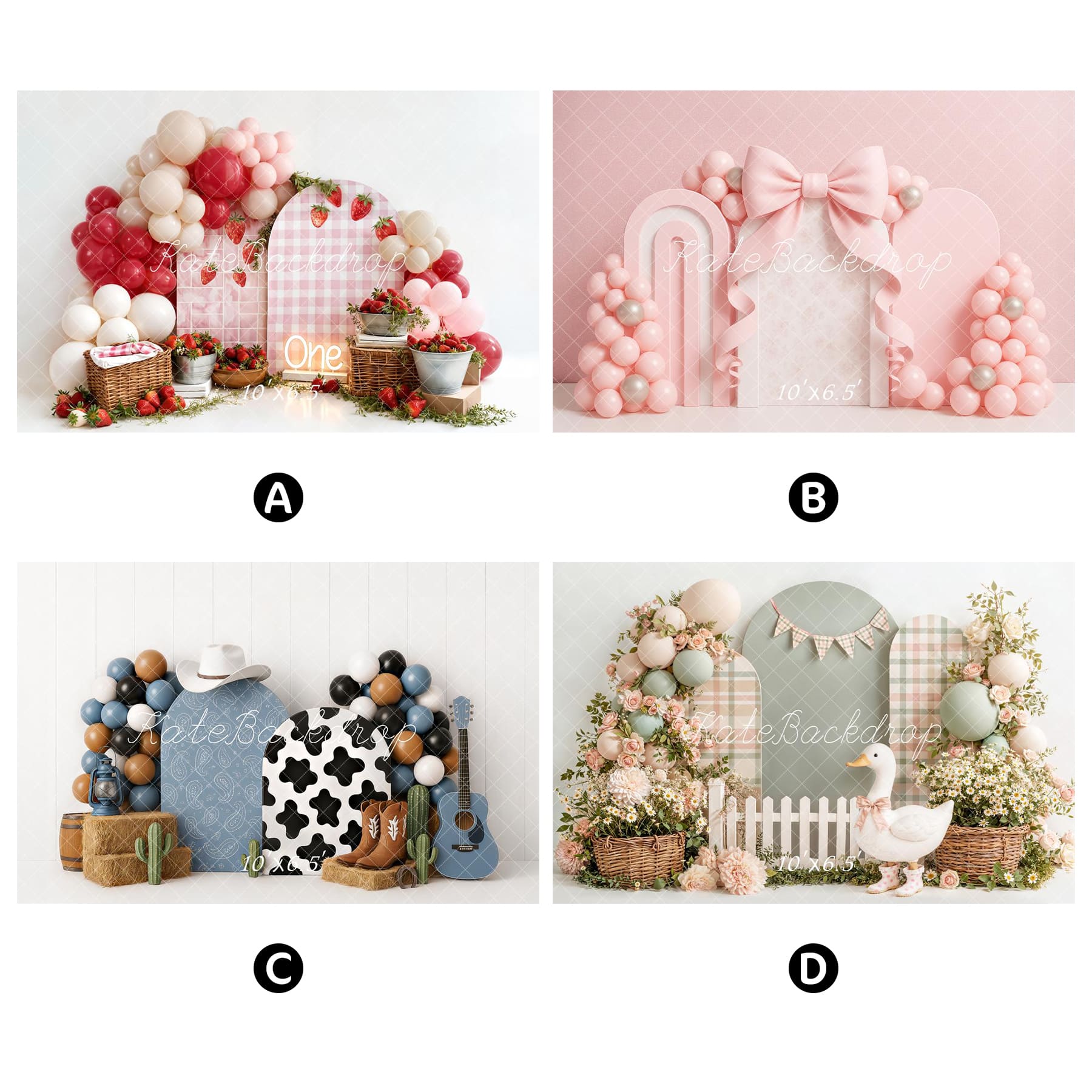 Kate Cake Smash Combination Printed Backdrops for Photography( 4 Backdrops in Total)