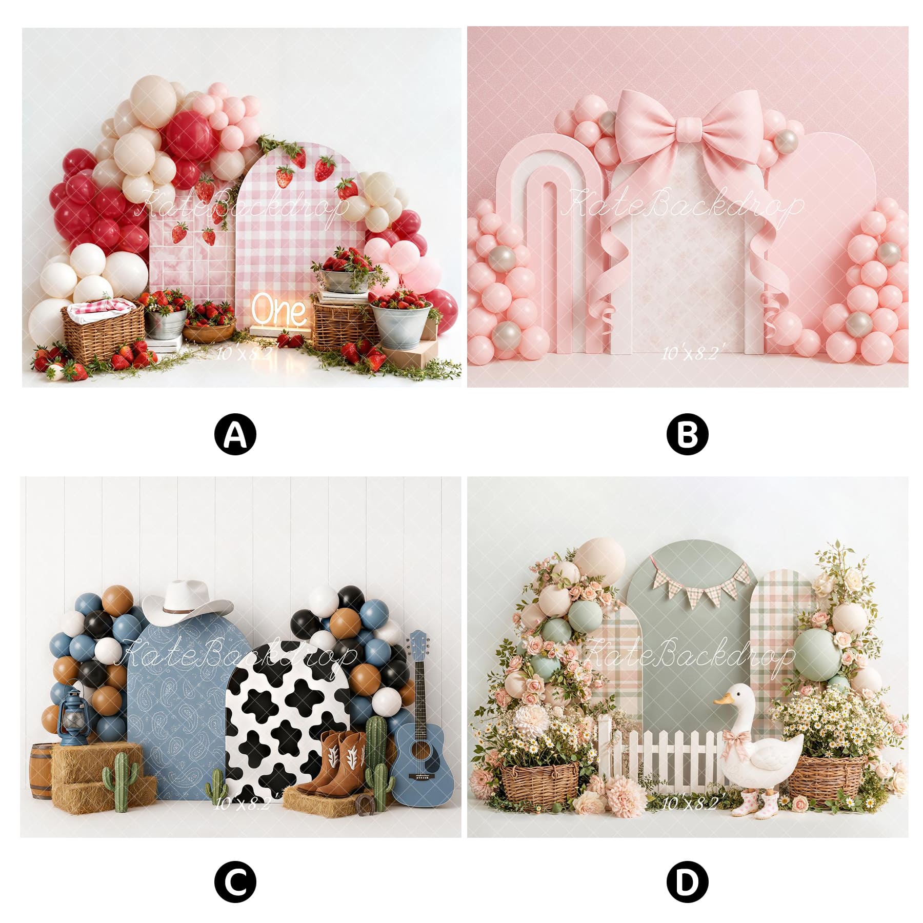 Kate Cake Smash Combination Printed Backdrops for Photography( 4 Backdrops in Total)