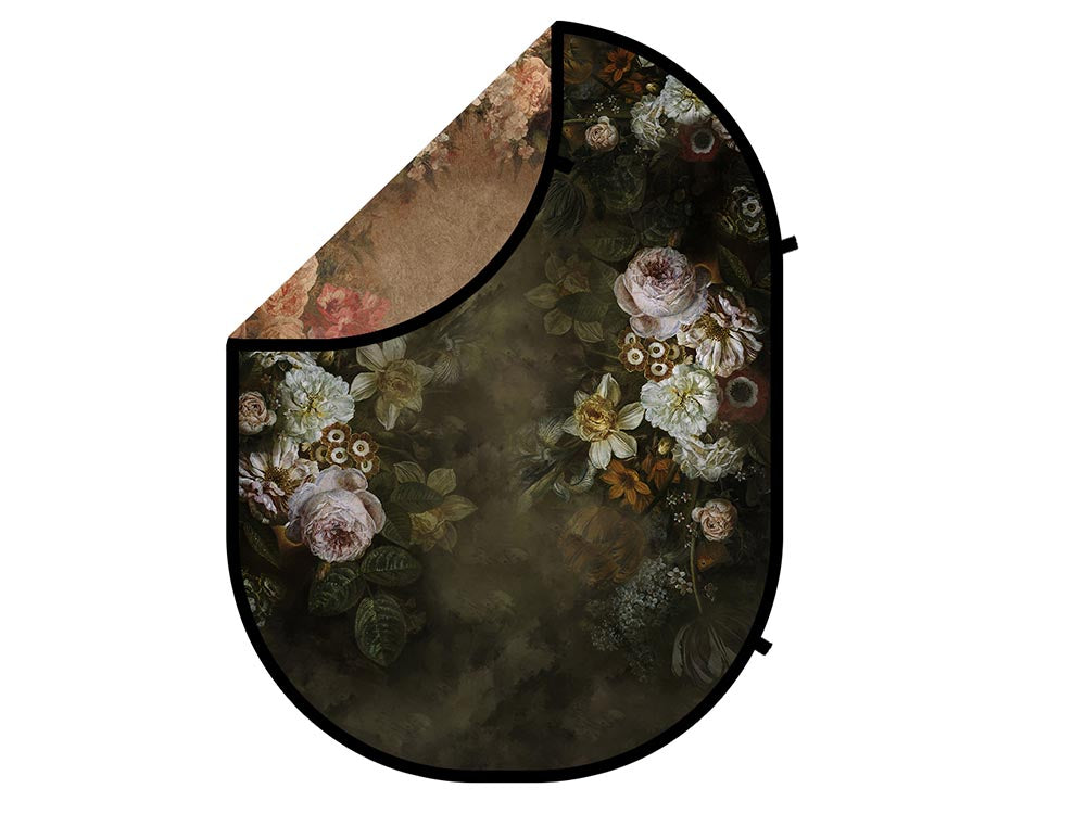 Kate Fine Art Dark/Brown Floral Collapsible Backdrop Photography 5X6.5ft(1.5x2m)