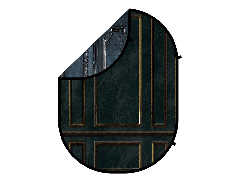 Kate Retro Black Wall/Blue Wall Collapsible Backdrop Photography 5X6.5ft(1.5x2m)