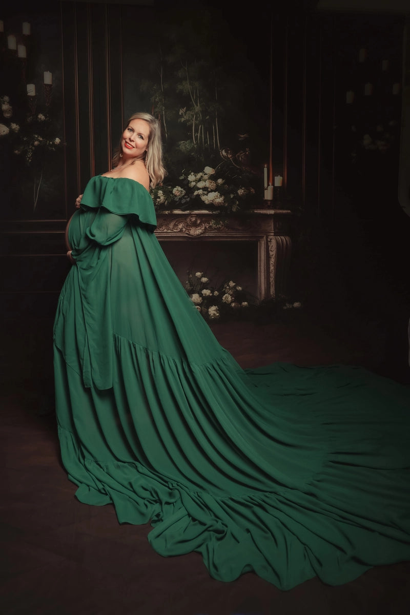 green and pink maternity dress PinkBlush Green Rose Print Sash Tie Maternity Maxi Dress