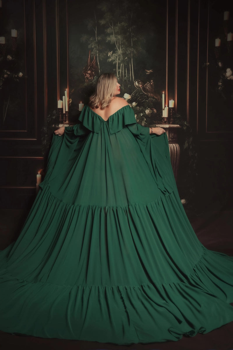 Kate Sweep Vintage Green Striped Wall White Floral Candle Fireplace Backdrop Designed by Lidia Redekopp