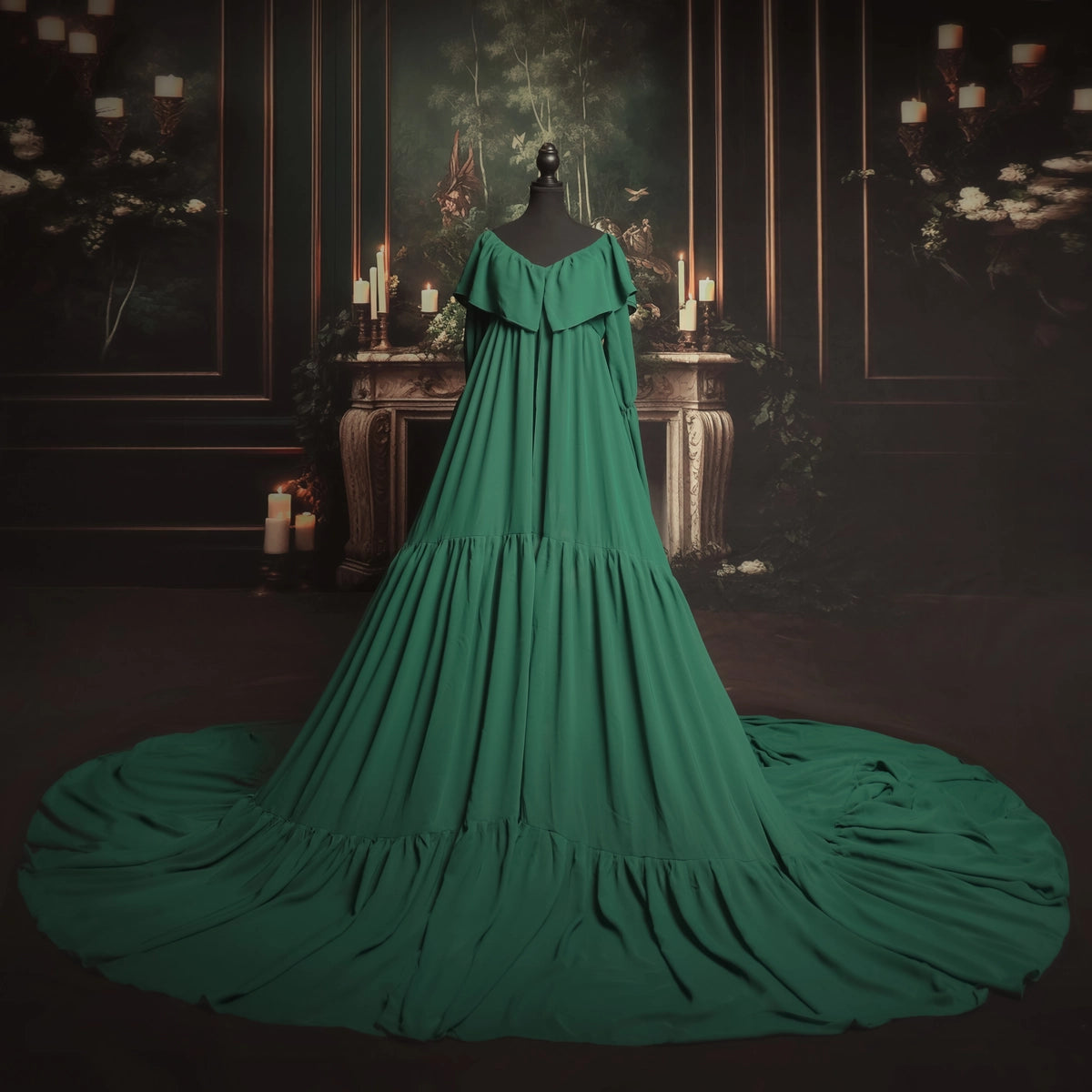 Kate One-Shoulder Pink Satin Custom Maternity Photoshoot Gowns