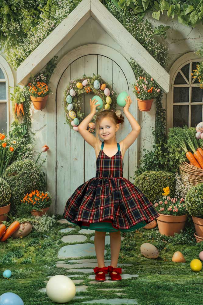 Kate Spring/Summer Plaid Lace-Up Kids Dress for Photography