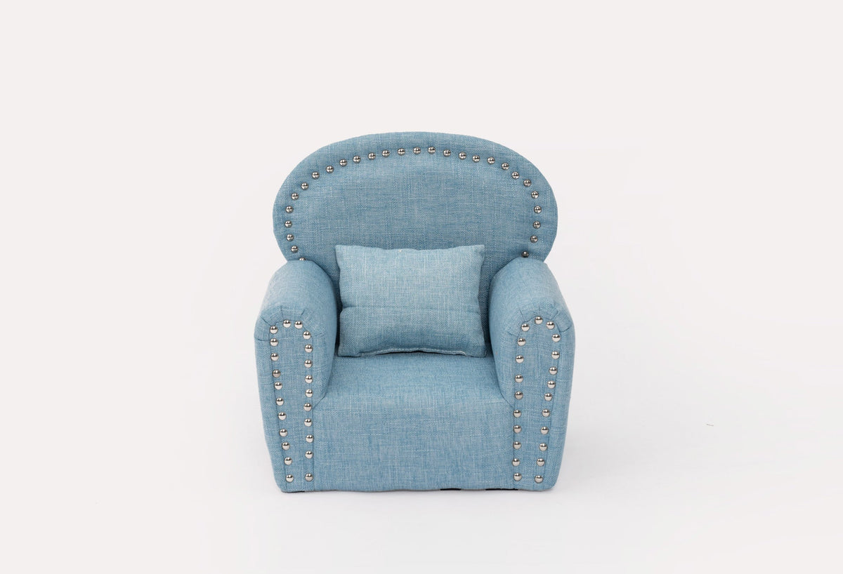RTS Kate Blue Fabric Mini Sofa with Rivet Newborn Props for Photography US ONLY