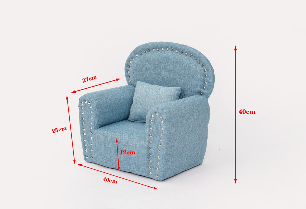 RTS Kate Blue Fabric Mini Sofa with Rivet Newborn Props for Photography US ONLY
