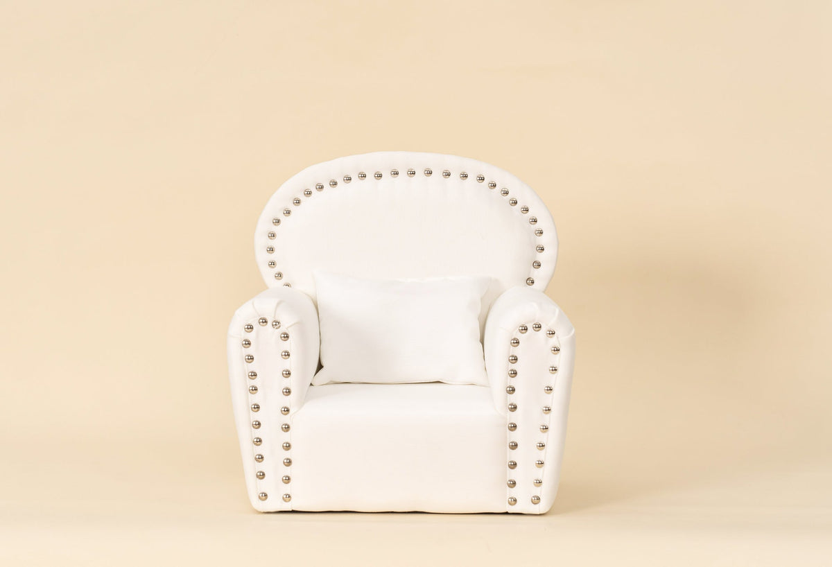 RTS Kate White Mini Fabric Sofa with Rivet Newborn Props for Photography US ONLY