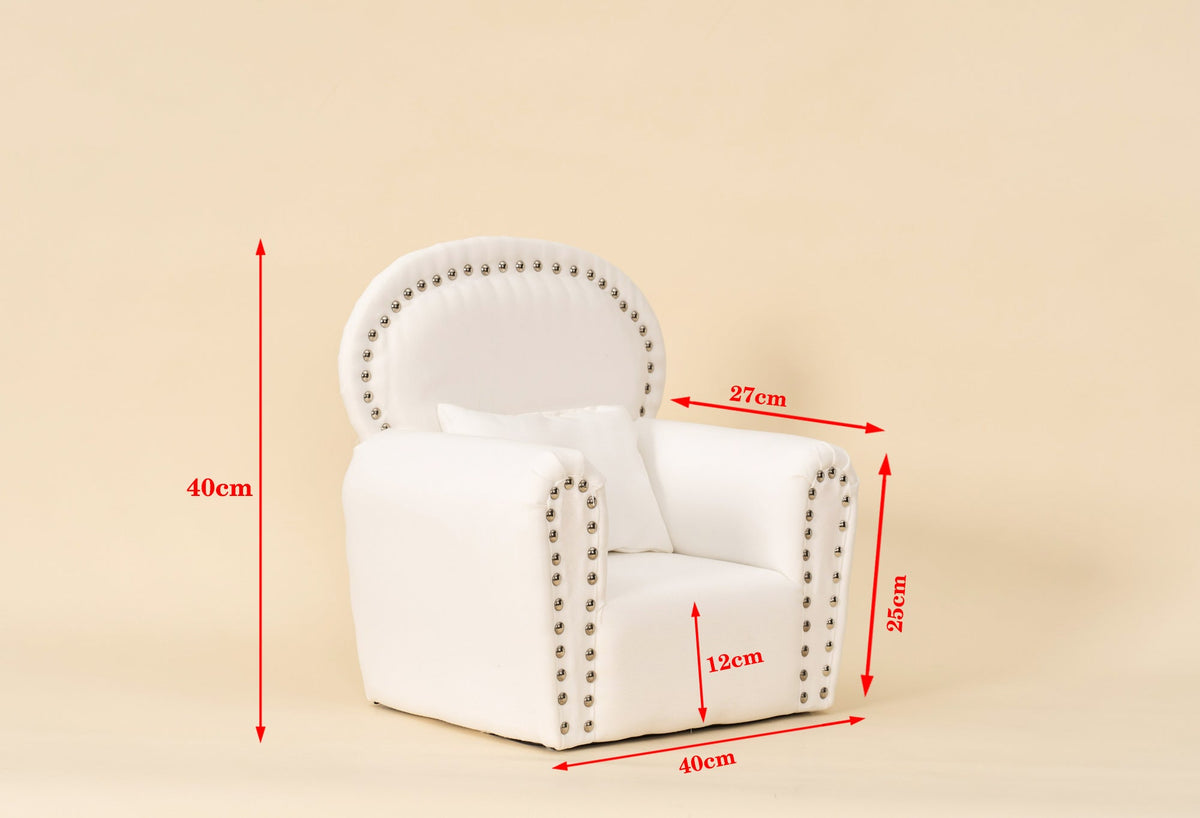 RTS Kate White Mini Fabric Sofa with Rivet Newborn Props for Photography US ONLY