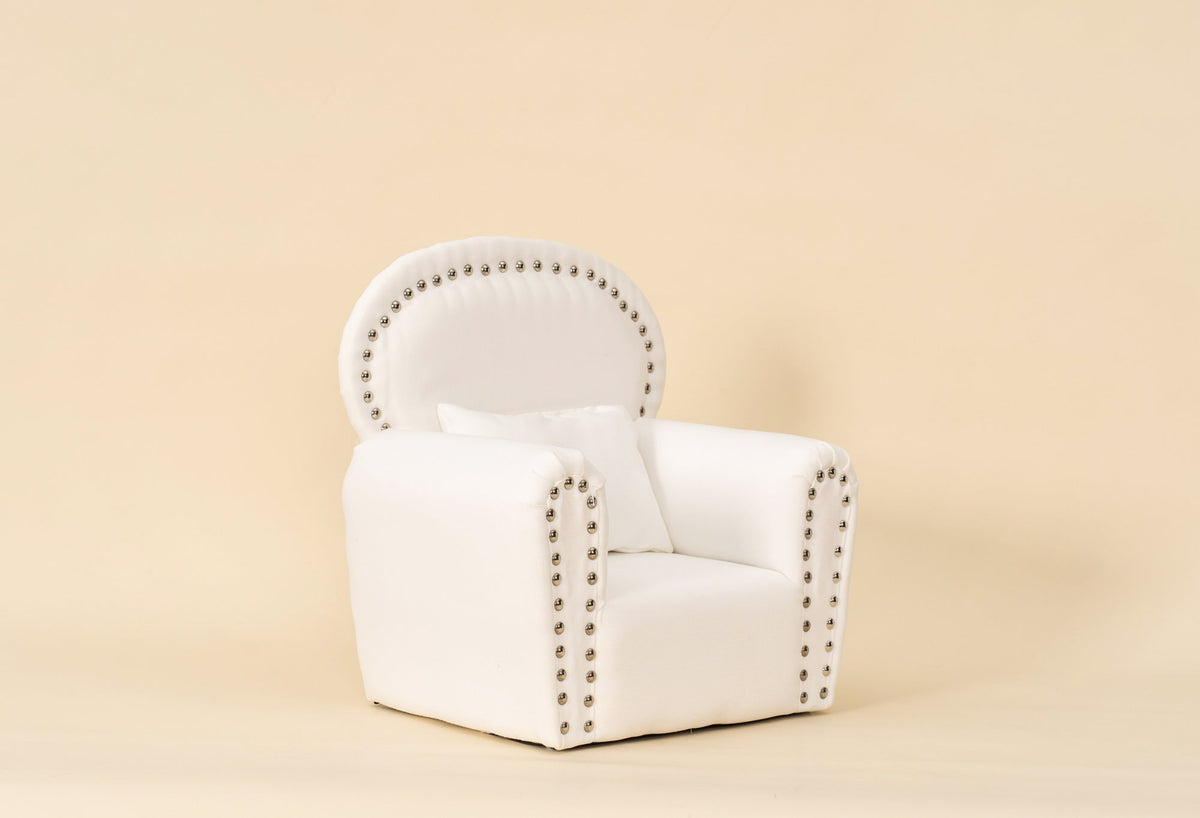 RTS Kate White Mini Fabric Sofa with Rivet Newborn Props for Photography US ONLY