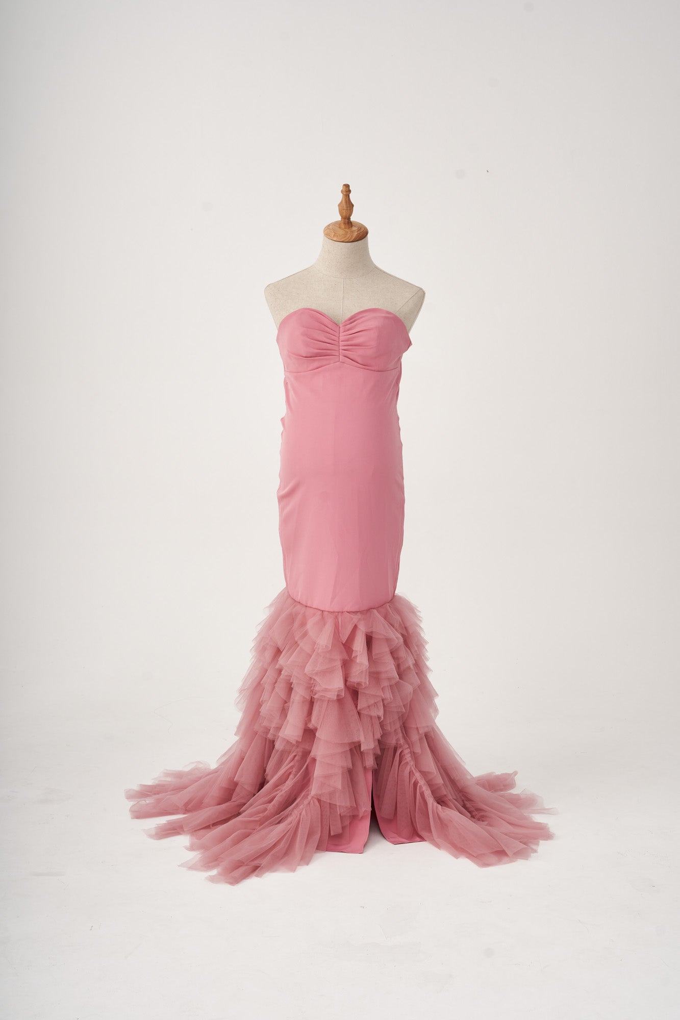 Pink cake maternity dress front view