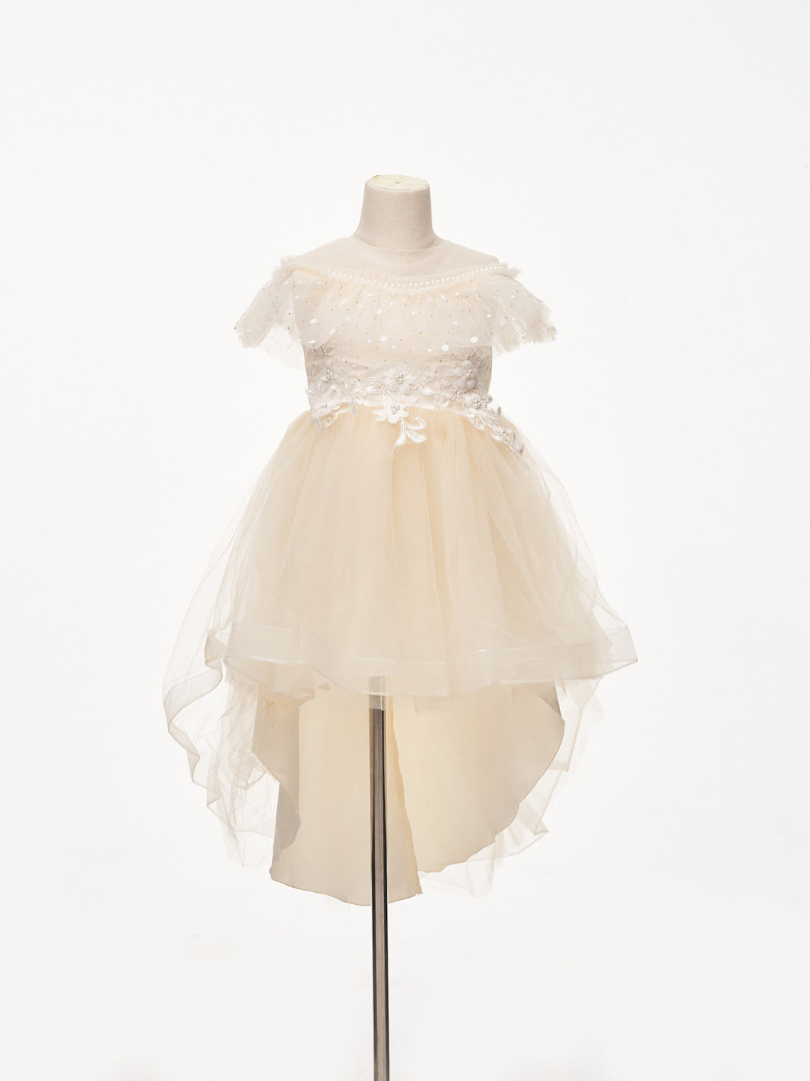 Kate Beige Organza Kids Dress for Photography