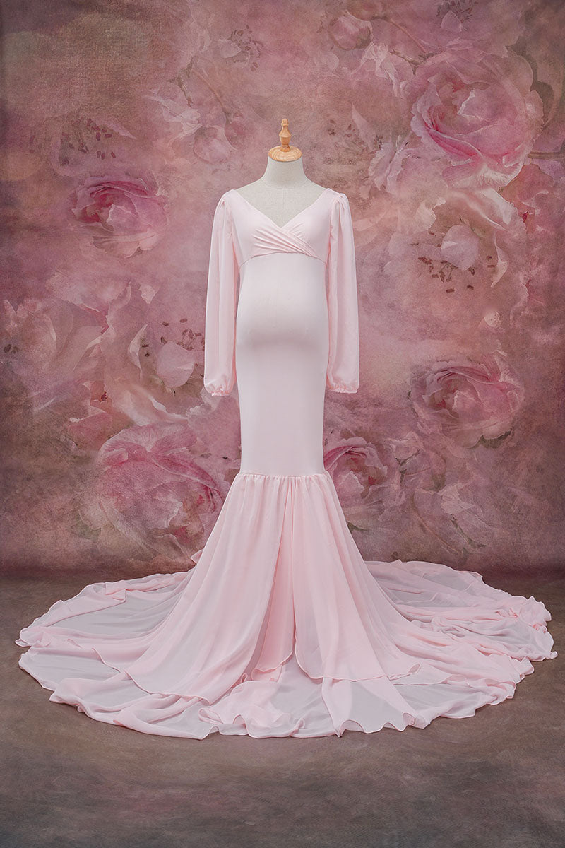 Pink one-shoulder satin dress front view