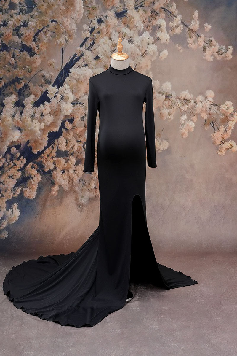 Kate Long Sleeve Satin Custom Maternity Photoshoot Gowns, XL / 27#-Puprle Kate Long Sleeve Satin Custom Maternity Photoshoot Gowns, XL / 27#-Puprle