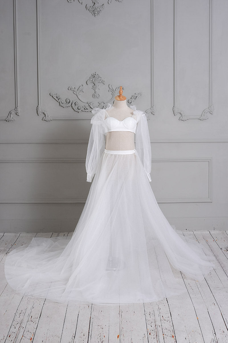 Kate White Tube Top Mesh Custom Maternity Photoshoot Gowns Kate White Tube Top Mesh Custom Maternity Photoshoot Gowns