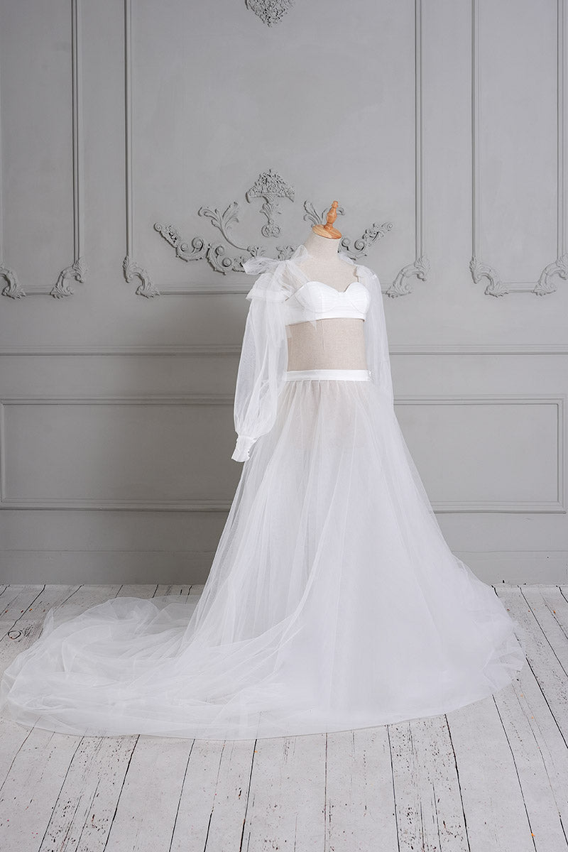 White Sheath Mesh Maternity Dress Side View