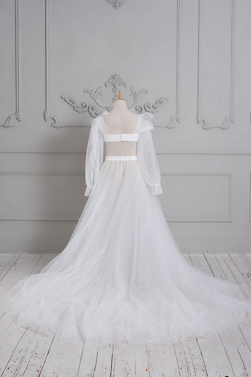 White Sheath Mesh Maternity Dress Back Photo