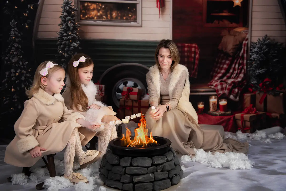 Noche de nieve de Navidad verde y blanca Regalo Camping Coche Telón de fondo Diseñado por Emetselch
