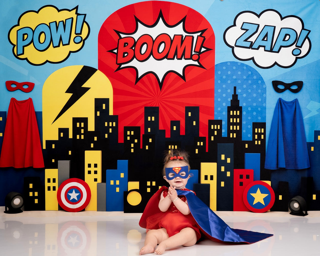 Kate Cake Smash Hero Comic City Backdrop Designed by Patty Roberts