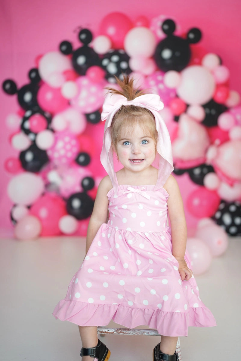 Kate Cartoon Mouse Colorful Balloon Arch Pink Wall Backdrop Designed by Mandy Ringe Photography