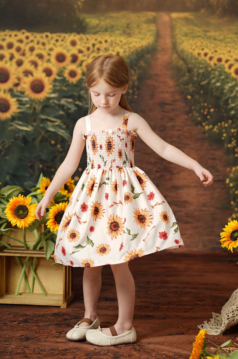 Kate Summer Sunflower Kid Dress for Photography