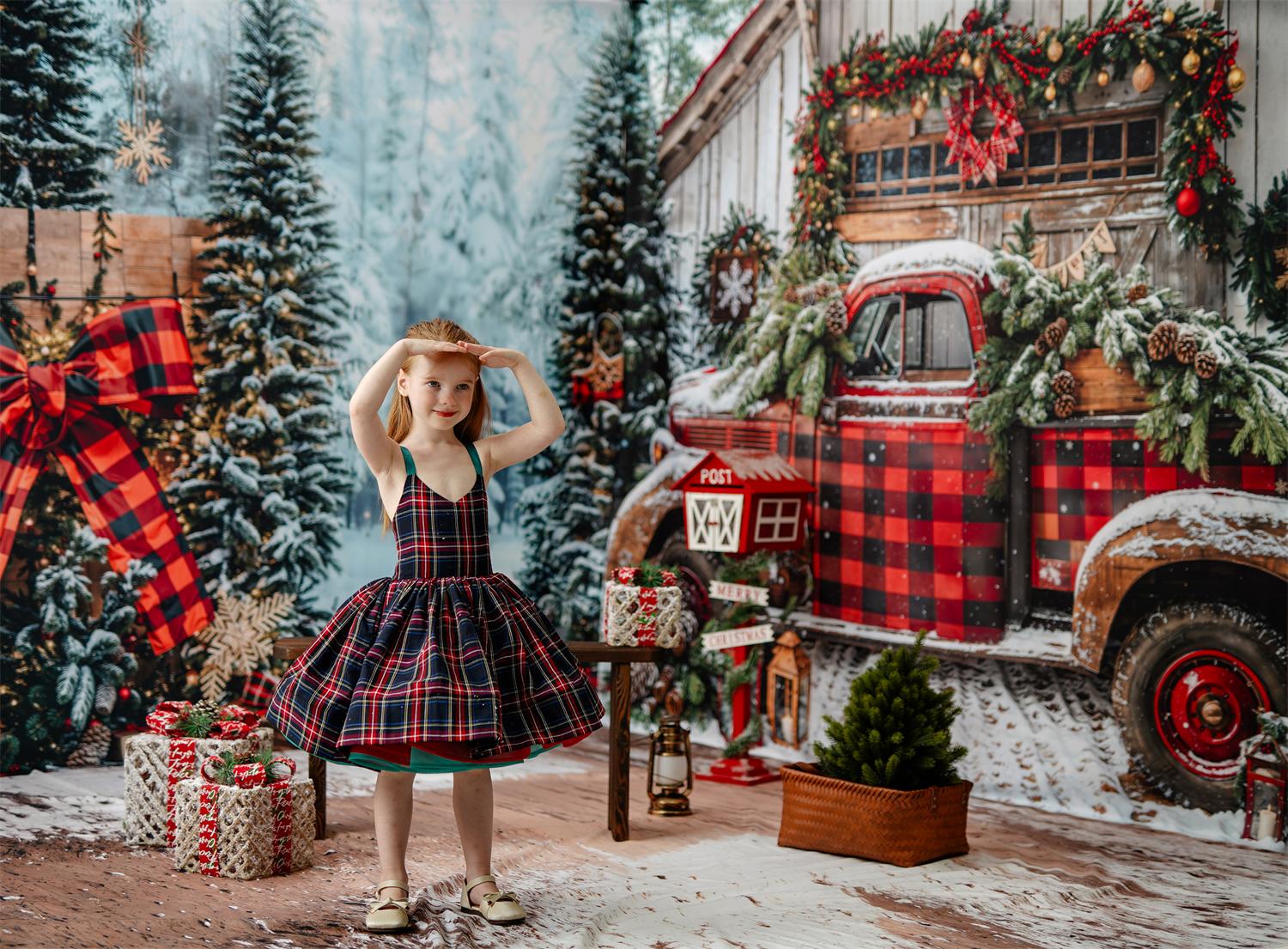 Kate Winter Christmas Tree Truck Gifts  Roomset Photo Kit