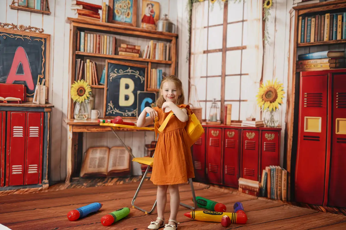 Set de habitación de casilleros vintage de regreso a clases