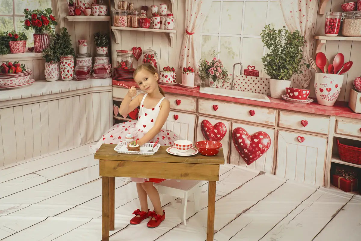 Kate Valentine's Day Kitchen Red Heart Plates Room Set