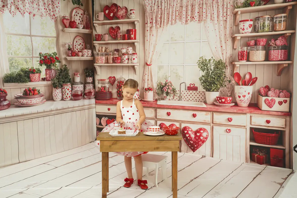 Kate Valentine's Day Kitchen Red Heart Plates Room Set