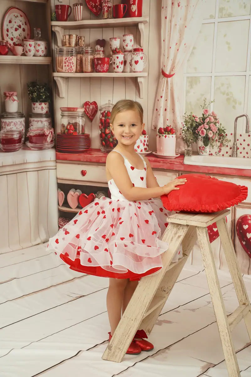 Kate Valentine's Day Kitchen Red Heart Plates Room Set