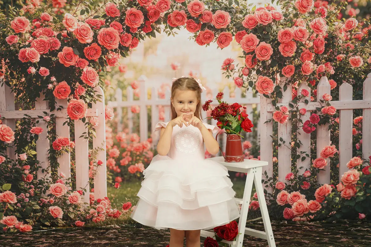 Kate Spring Flower Arch Pink Rose Garden Backdrop Designed by Emetselch