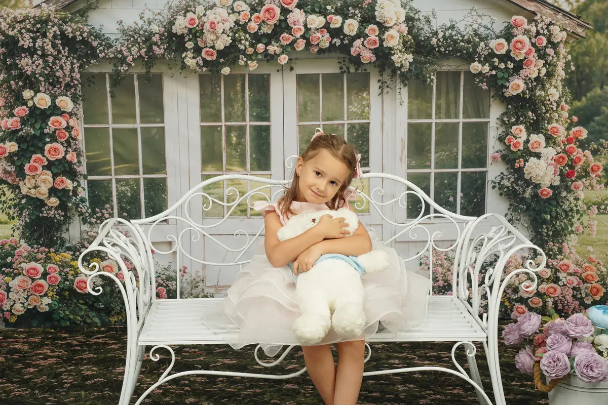 Vestido de niños escalonado en tonos rosados y morados para fotografía