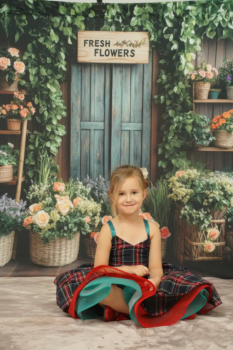 Tienda de Flores de Primavera Fondo Rústico Diseñado por Mini MakeBelieve