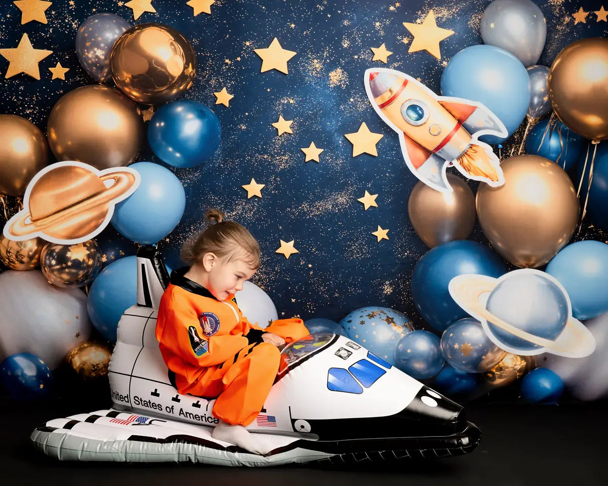 Kate Cake Smash Space Rocket Balloon Backdrop Designed by Emetselch
