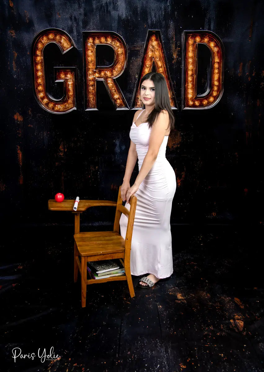 Kate Graduation Marquee Lights Black Backdrop Designed by Mini MakeBelieve