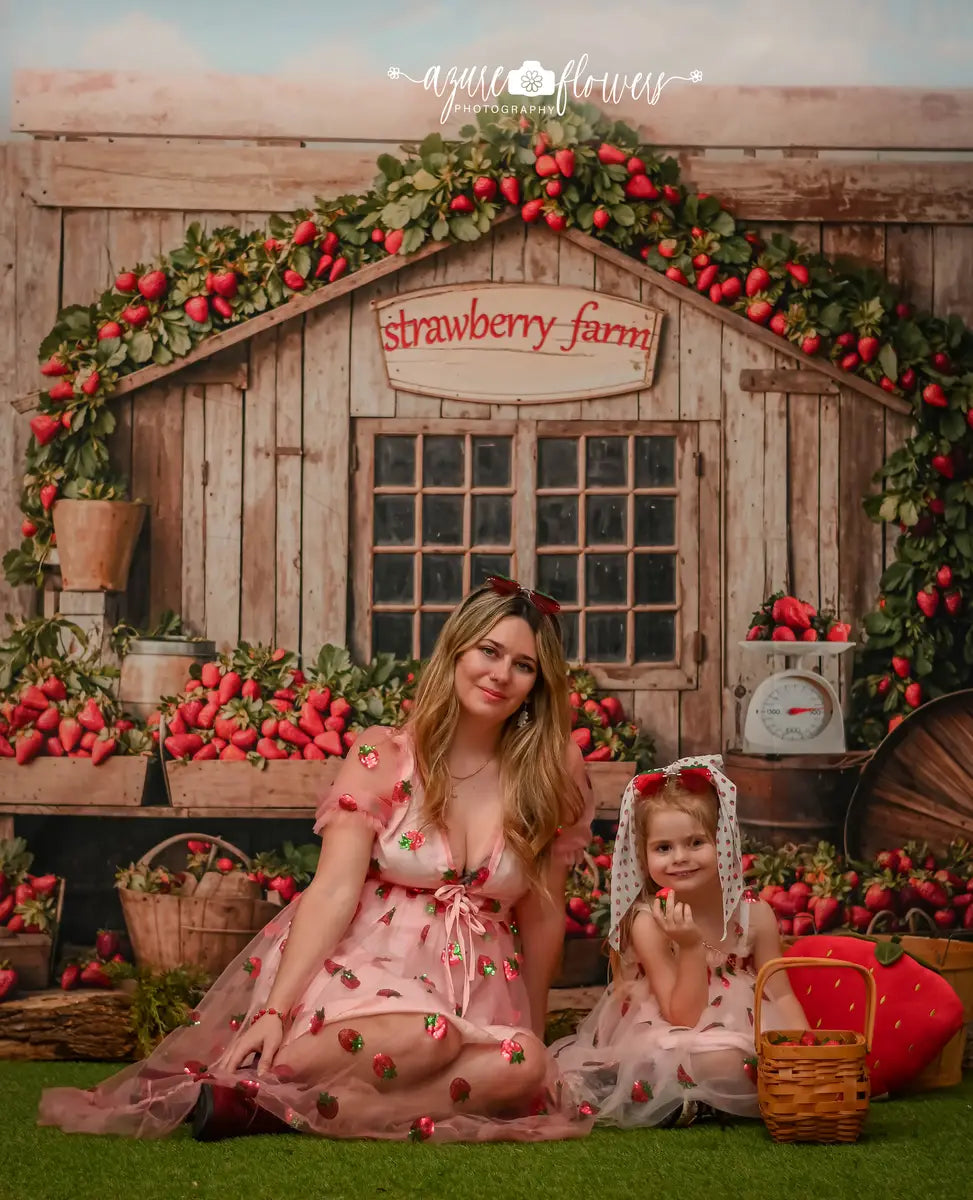 Fattoria di fragole in legno Backdrop progettato da Emetselch
