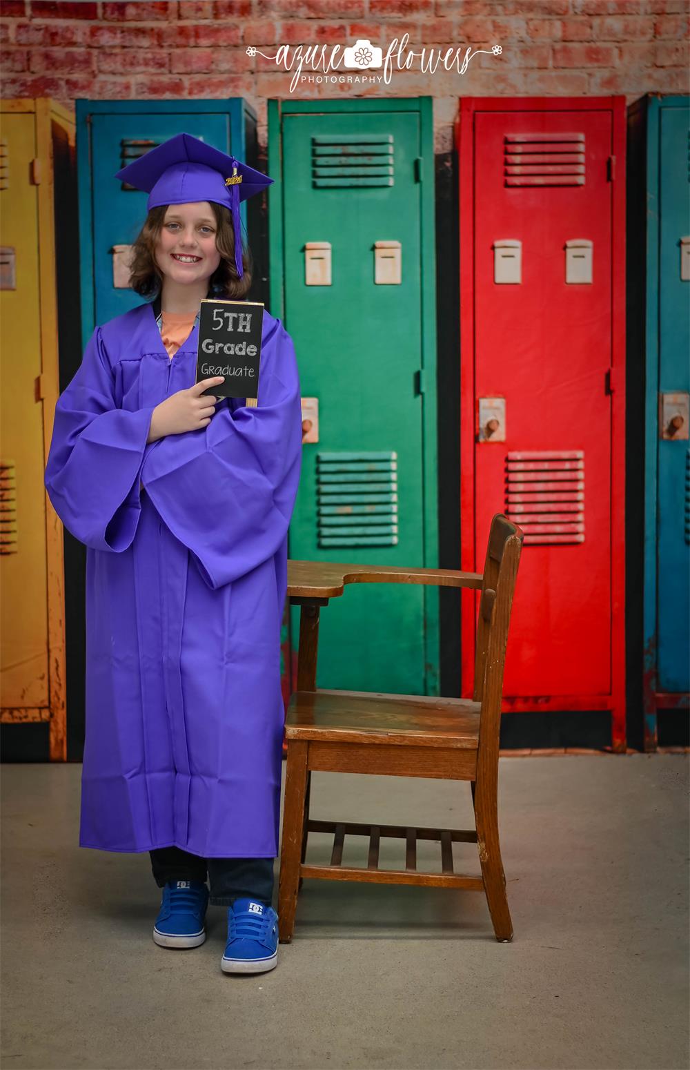 Kate Colorful School Gym Lockers Backdrop Designed by Emetselch
