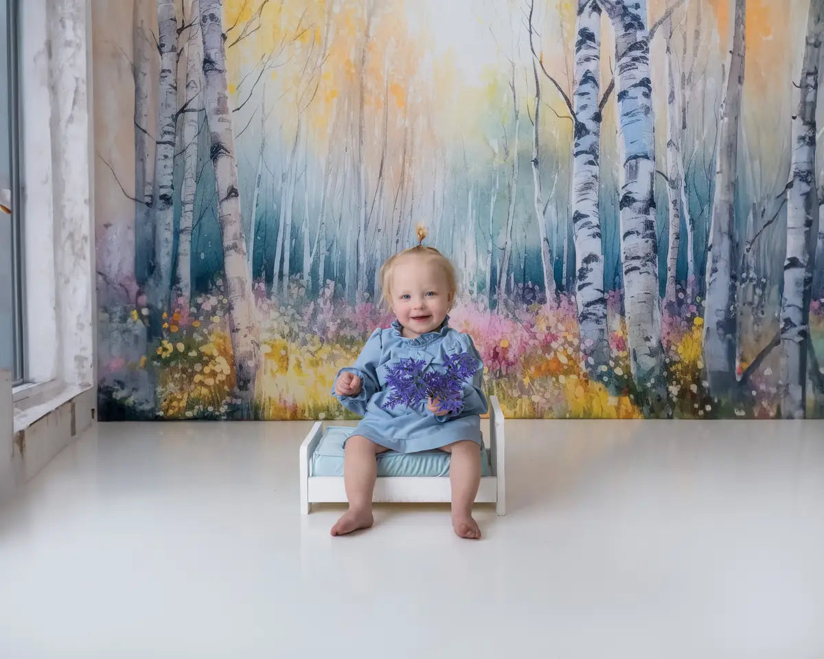 Kate Watercolor Spring Forest Backdrop Designed by Mandy Ringe Photography