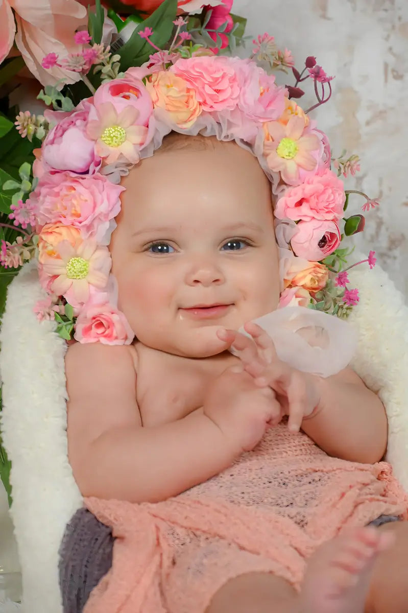 Kate Floral Bonnet for Newborn Photography